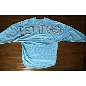 Disney Frozen Broadway Spirit Jersey Small Aqua Blue Let It Go Pullover